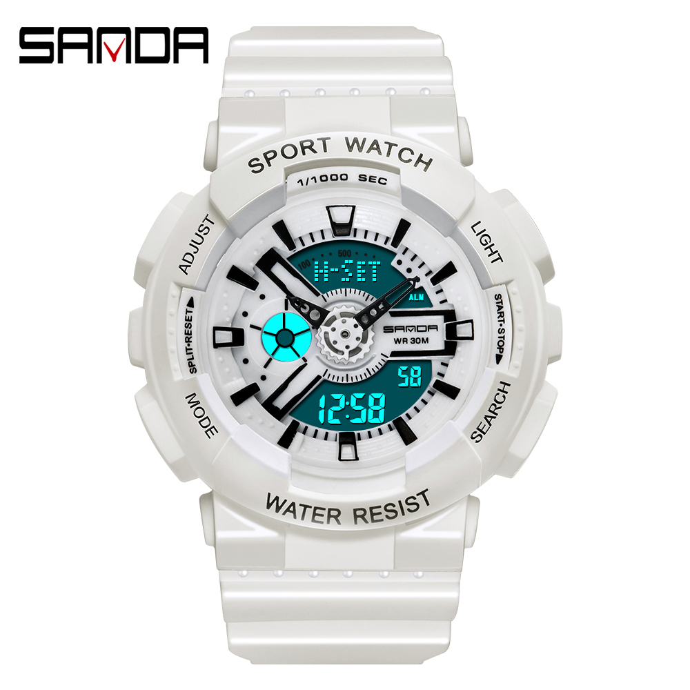 Chronograph Sport Watch - Sanda Fashion Jam Tangan Digital Putih