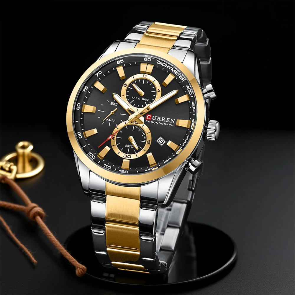 Analog Quartz Watch - CURREN Jam Tangan Olahraga Chrono Kuarsa