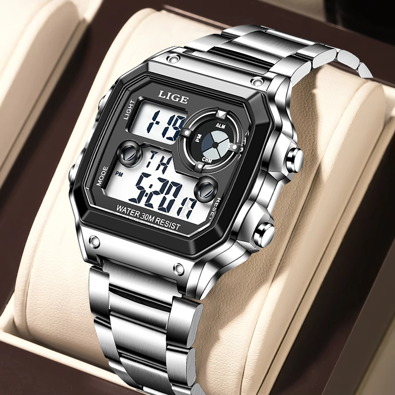 Analog Quartz Watch - LIGE Jam Tangan Pria Elektronik Kasual