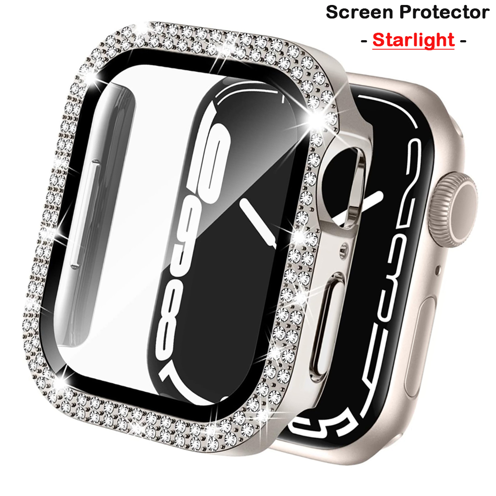 Iwatch Smartwatch Series 7 - Casing jam tangan Apple, penutup berlian