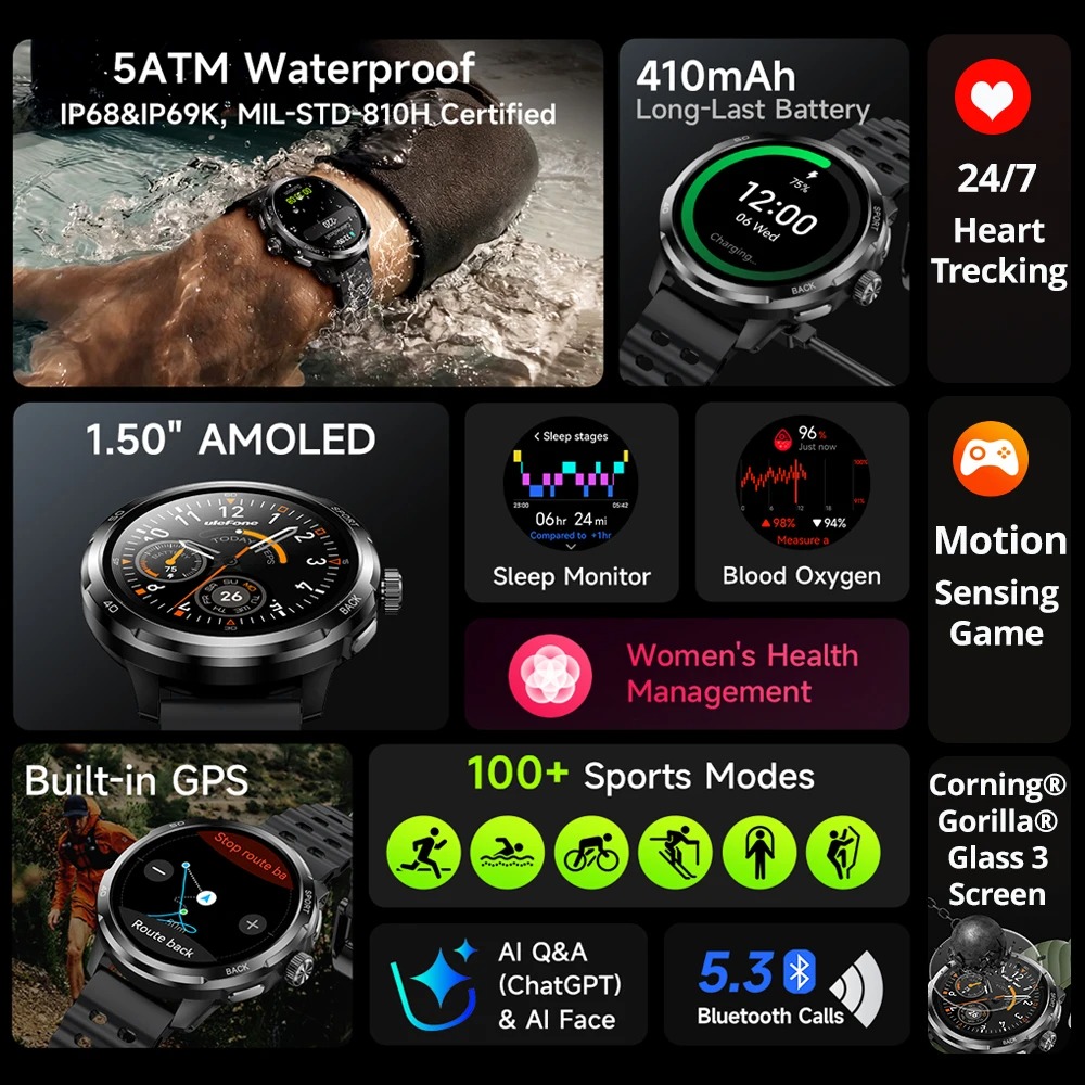 Jam Tangan Pintar Ulefone Armo - Heart Rate Gps Watch ulasan dan harga