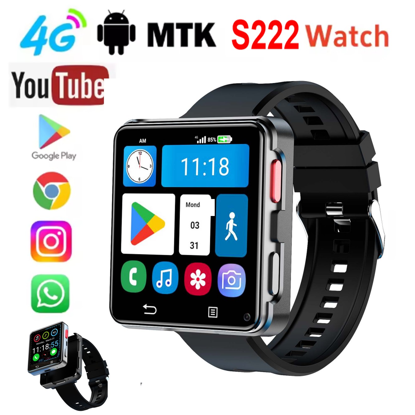 Jam Tangan Pintar S222 4G Kart - Watch Smartwatch ulasan dan harga