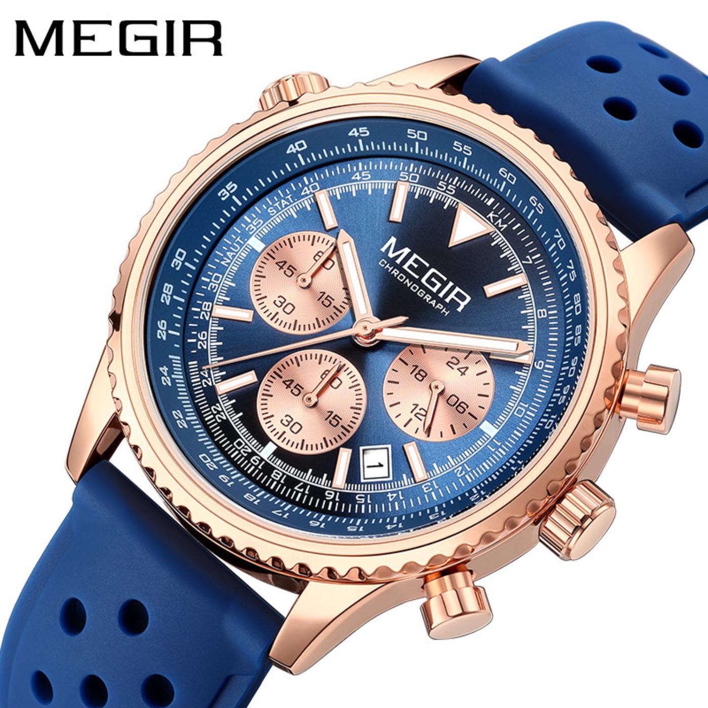MEGIR Jam Tangan Kuarsa Hitam  - Chronograph Sport Watch ulasan dan harga