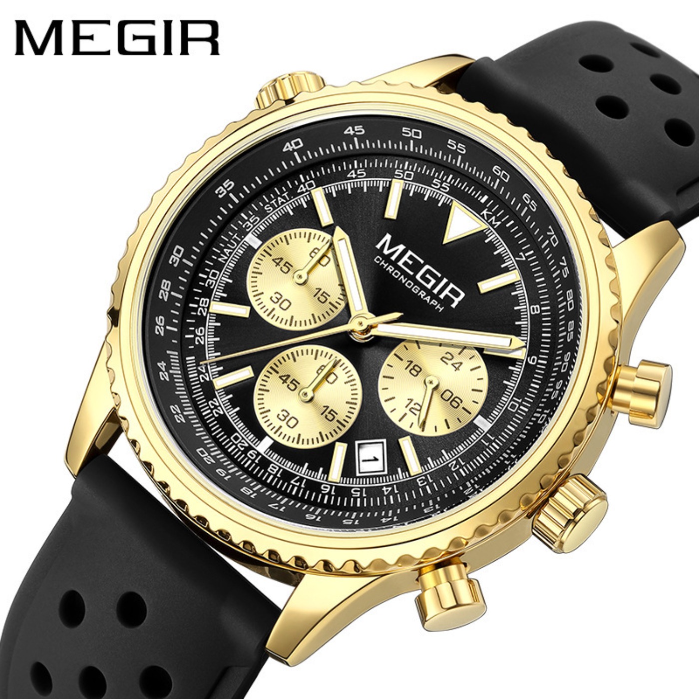 MEGIR Jam Tangan Kuarsa Hitam  - Chronograph Sport Watch ulasan dan harga