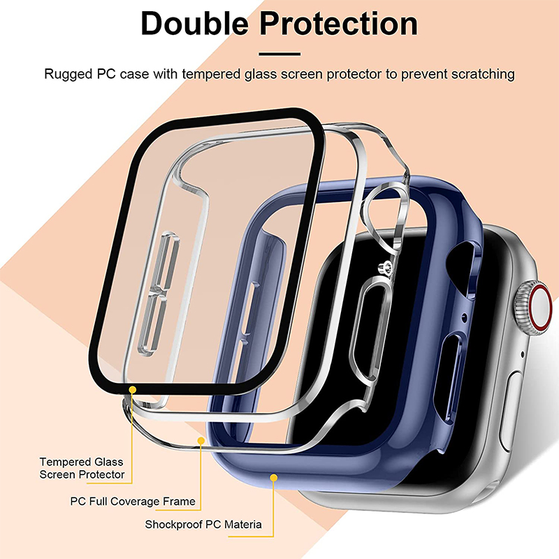 Penutup + kaca Tempered untuk  - Iwatch Smartwatch Series 7 ulasan dan harga